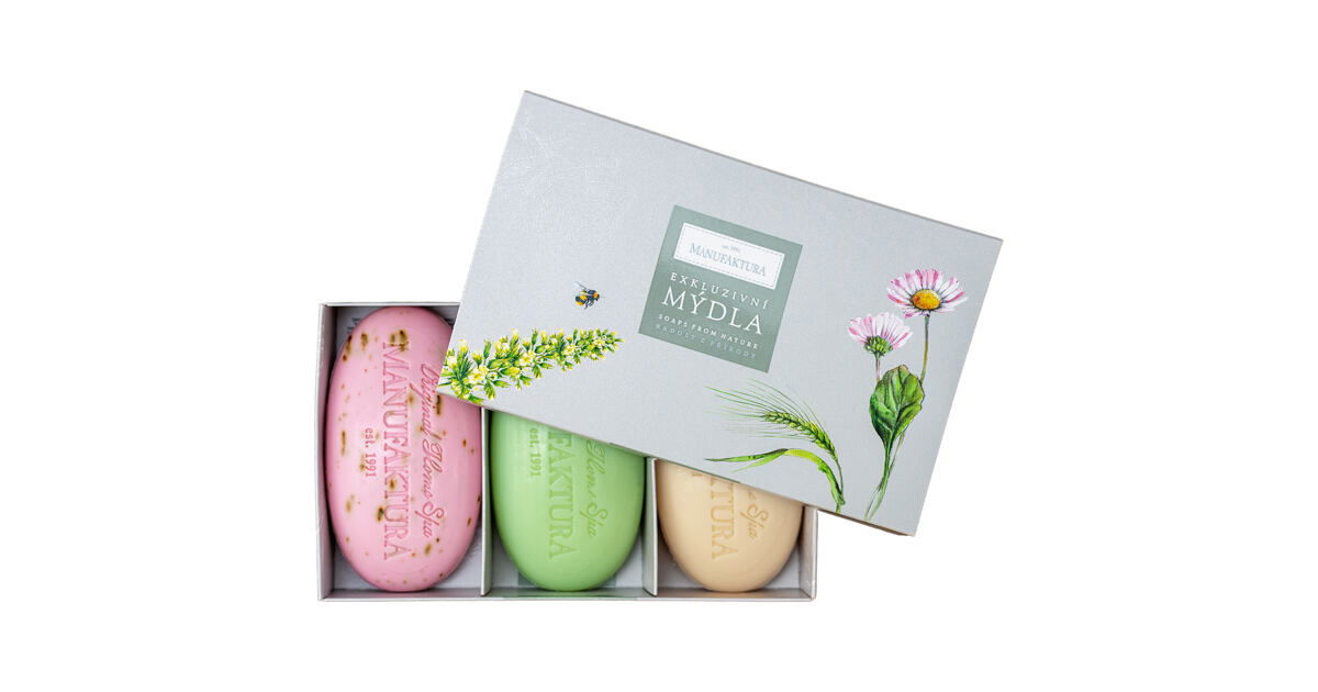 MBFFmomfloraserum&soyflora soap セット Meadow, Lemon Balm & Rose TRIO of Natural Bar Soap Gift Set