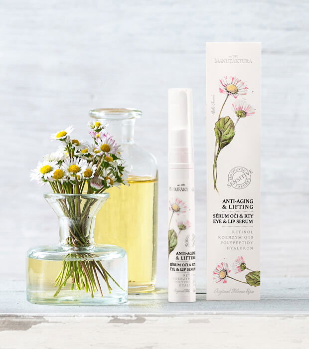 Anti-aging & Lifting sérum na okolí očí a rtů se sedmikráskou, Q10 a peptidy